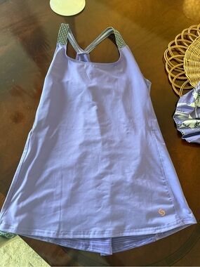 Cross Court Tennis Tank with Strappy Houndstooth Back